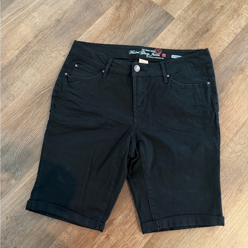 Faded Glory Black Bermuda Denim Shorts